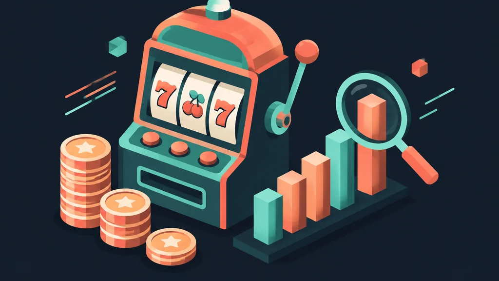 Isometric slot machine with coins and wagering chart