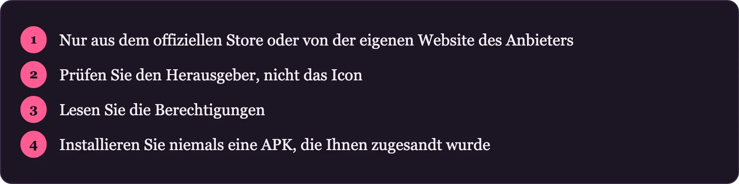 Vier Schritte vor dem Installieren einer Glücksspiel-App