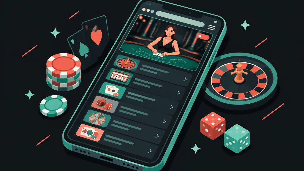 Isometrische Darstellung eines Casinos im Handy-Browser