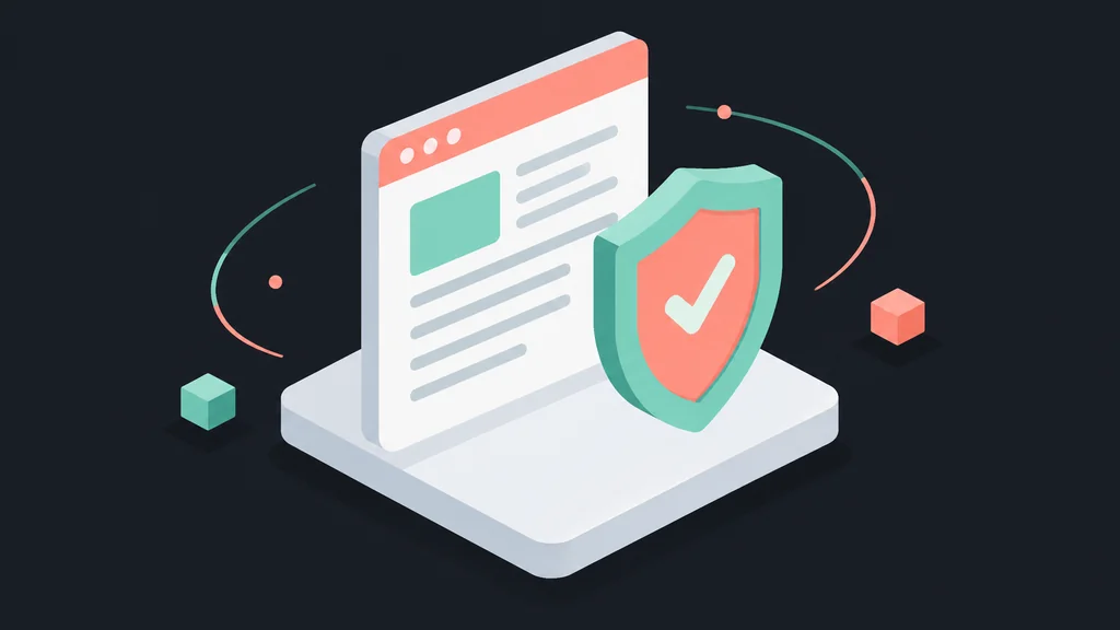 Isometric website document with shield and platform